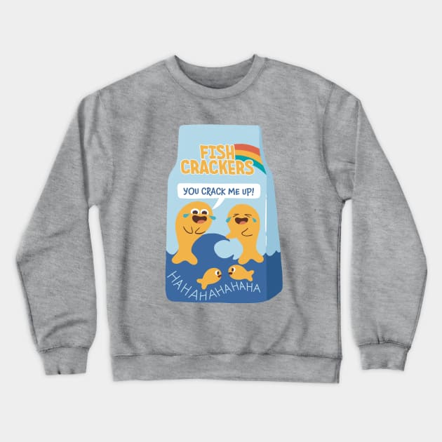 Funny Fish Crackers Crewneck Sweatshirt by awesomesaucebysandy